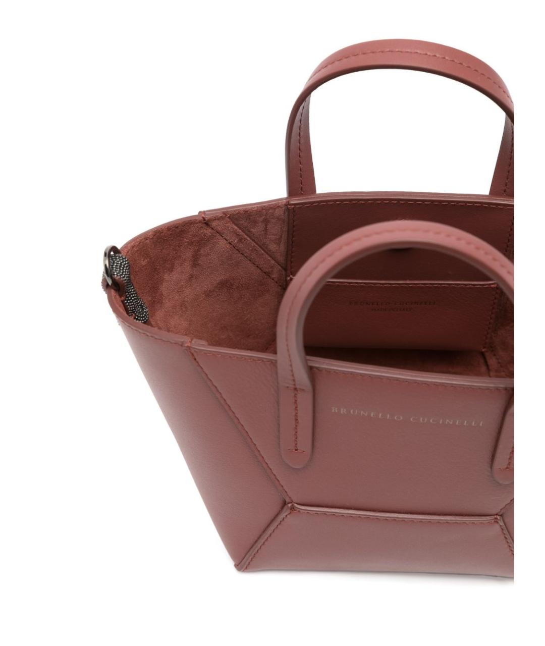 BRUNELLO CUCINELLI Красная кожаная сумка тоут, фото 4