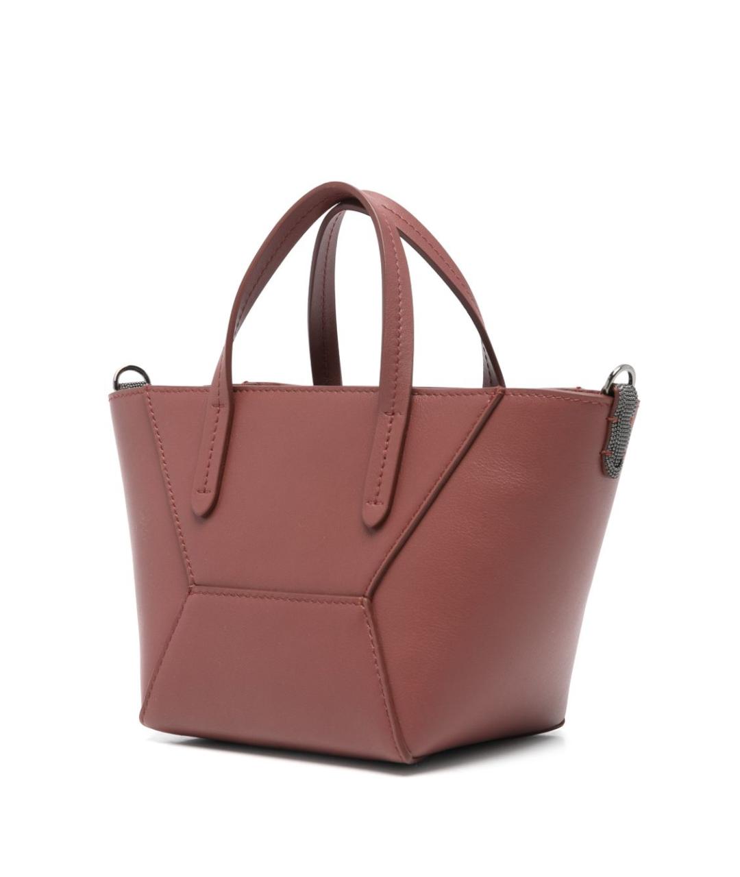 BRUNELLO CUCINELLI Красная кожаная сумка тоут, фото 5