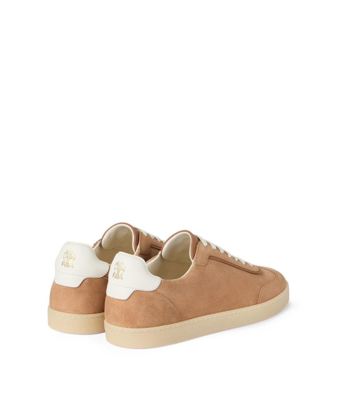 BRUNELLO CUCINELLI Бежевые замшевые низкие кроссовки / кеды, фото 4