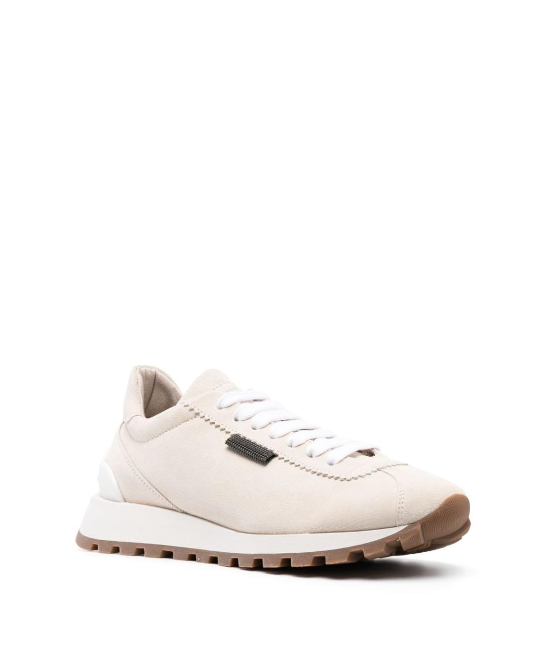 BRUNELLO CUCINELLI Бежевые кожаные кроссовки, фото 2