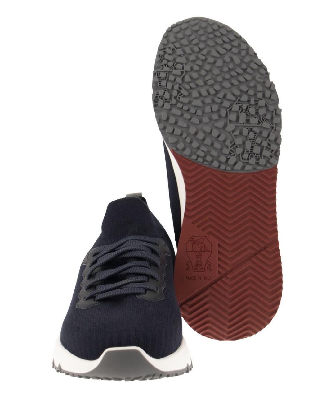 BRUNELLO CUCINELLI Синие текстильные низкие кроссовки / кеды, фото 5