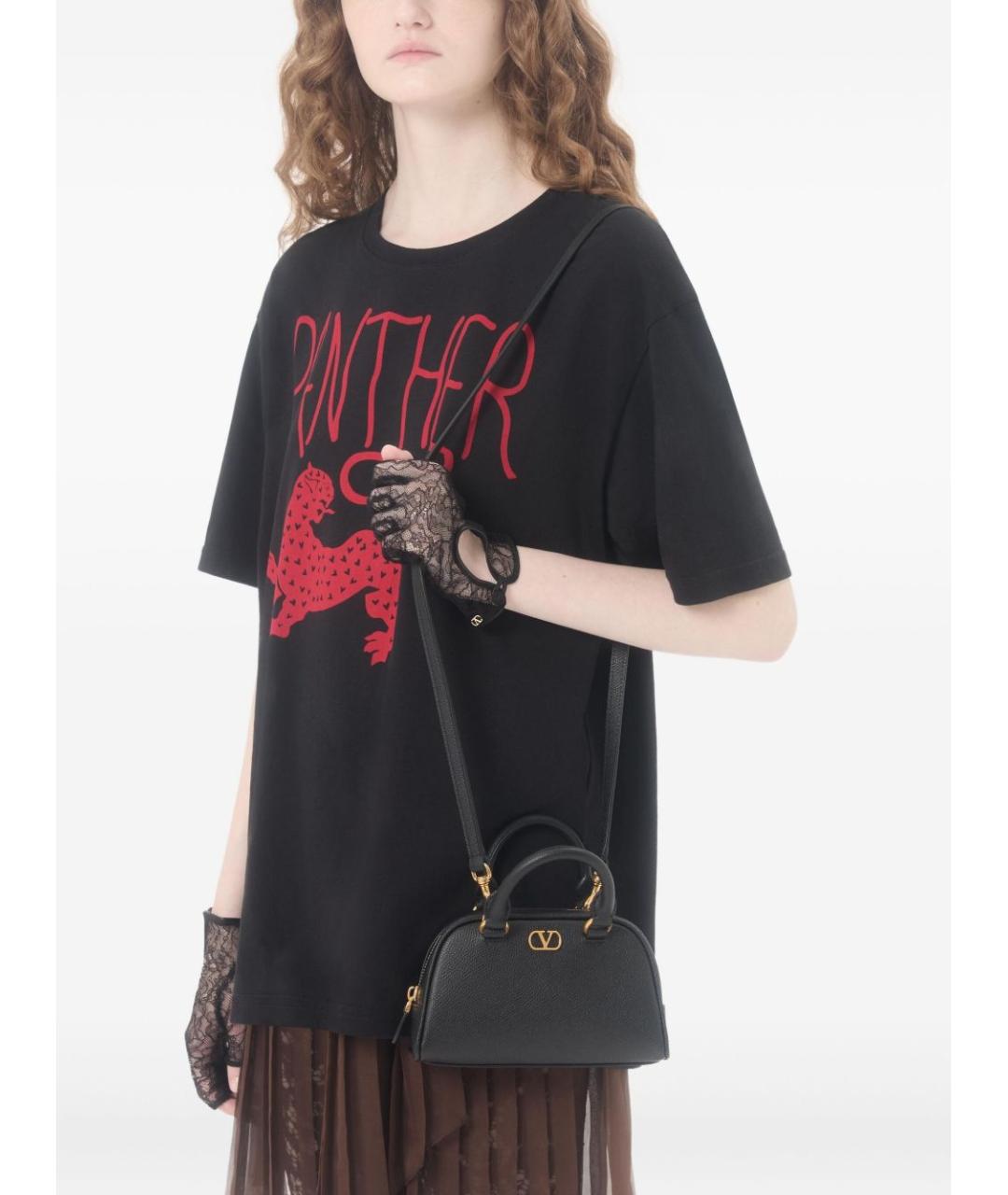 VALENTINO Черная кожаная сумка тоут, фото 3