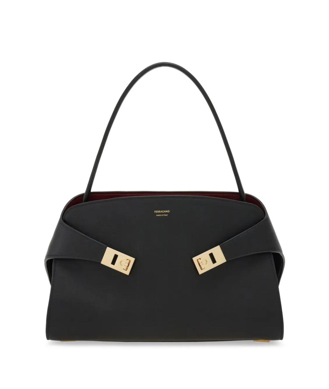 FERRAGAMO Черная кожаная сумка тоут, фото 1