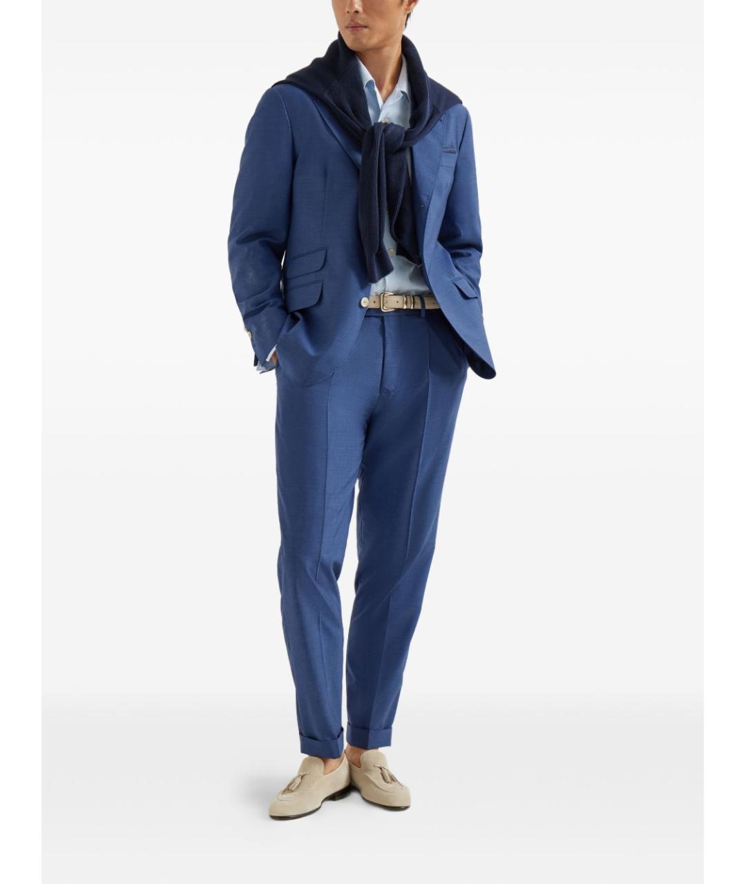 BRUNELLO CUCINELLI Синяя льняная кэжуал рубашка, фото 3