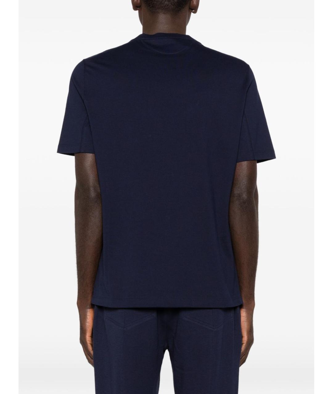 BRUNELLO CUCINELLI Синяя хлопковая футболка, фото 2