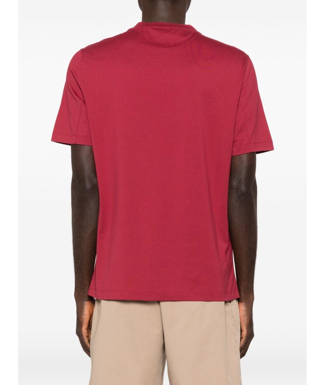 BRUNELLO CUCINELLI Красная хлопковая футболка, фото 4