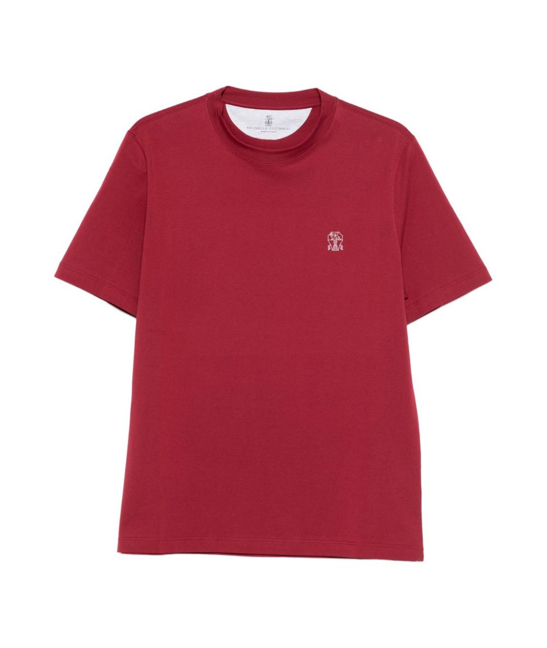 BRUNELLO CUCINELLI Красная хлопковая футболка, фото 1
