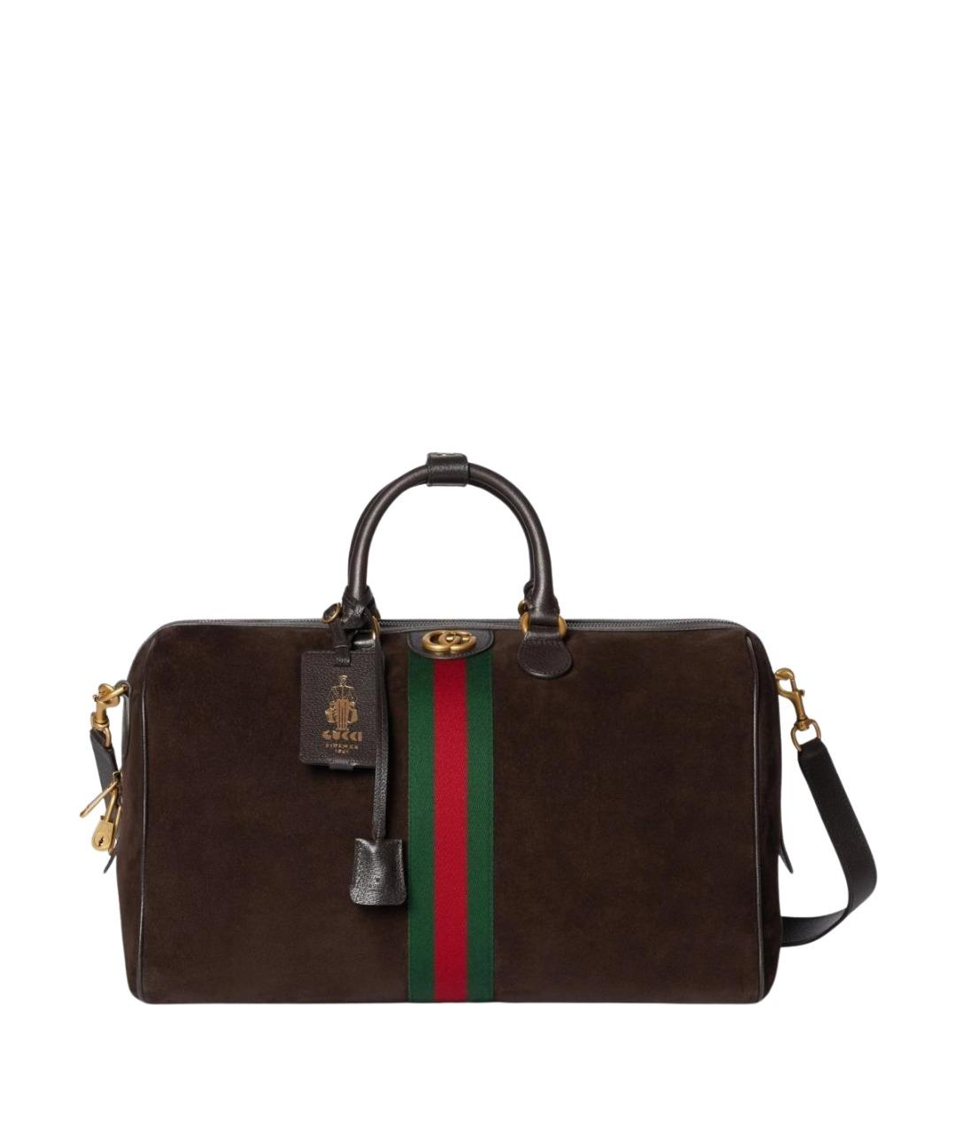 GUCCI Коричневая замшевая дорожная/спортивная сумка, фото 1