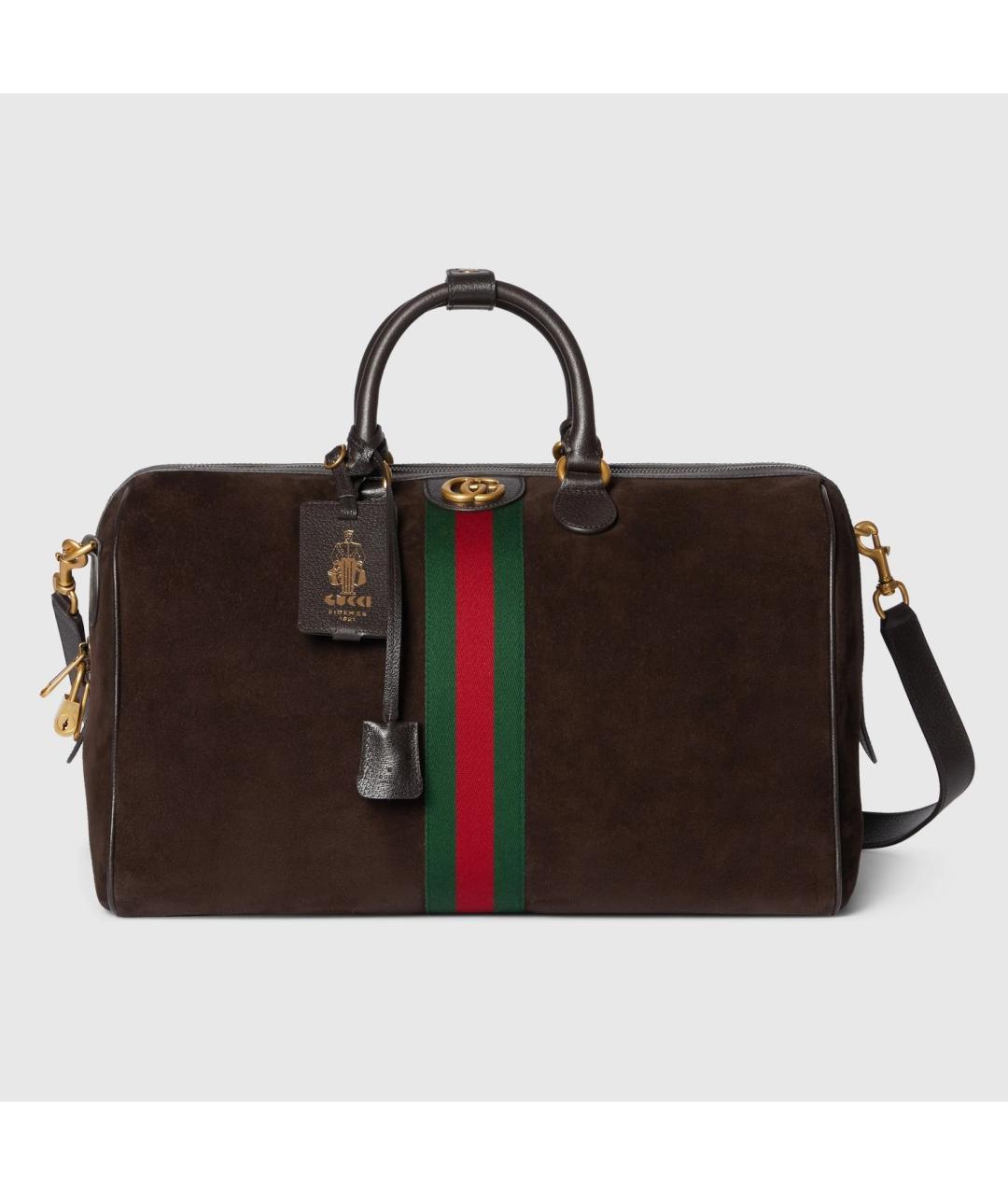 GUCCI Коричневая замшевая дорожная/спортивная сумка, фото 5