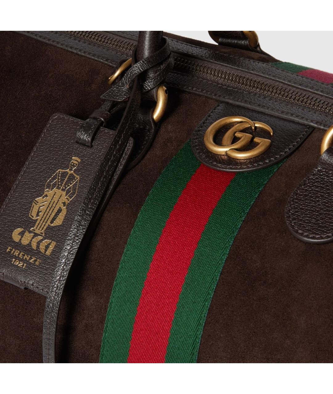GUCCI Коричневая замшевая дорожная/спортивная сумка, фото 4