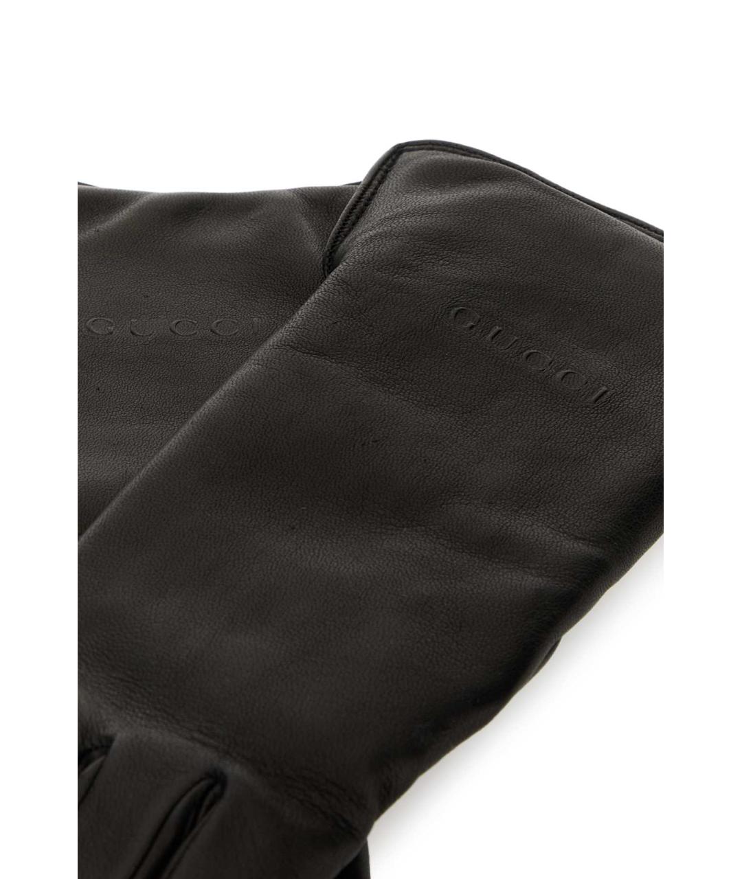 GUCCI Черные кожаные перчатки, фото 2