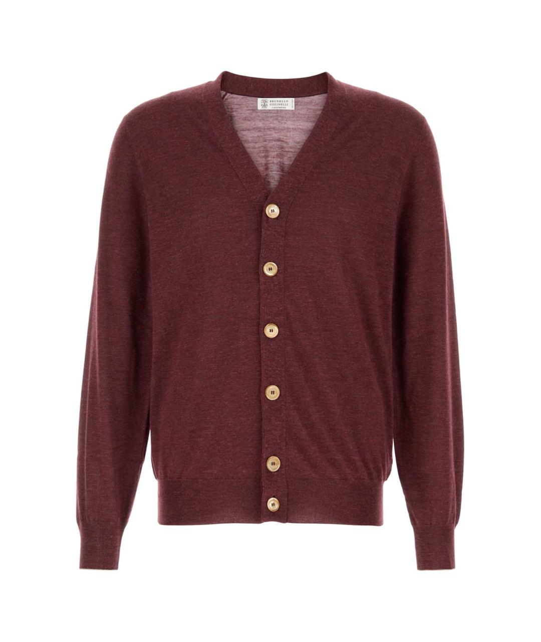 BRUNELLO CUCINELLI Бордовый кашемировый кардиган, фото 1