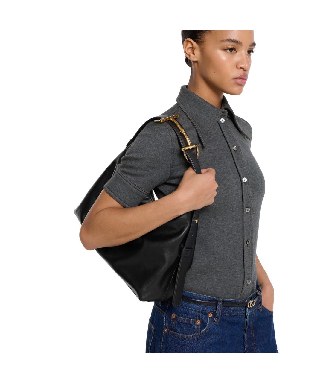 GUCCI Черная кожаная сумка через плечо, фото 3