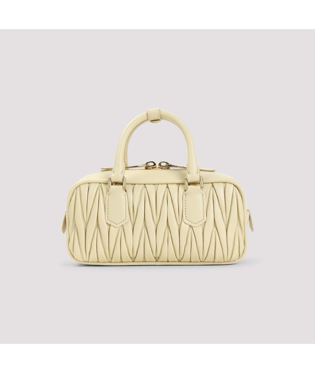 MIU MIU Желтая кожаная сумка с короткими ручками, фото 3