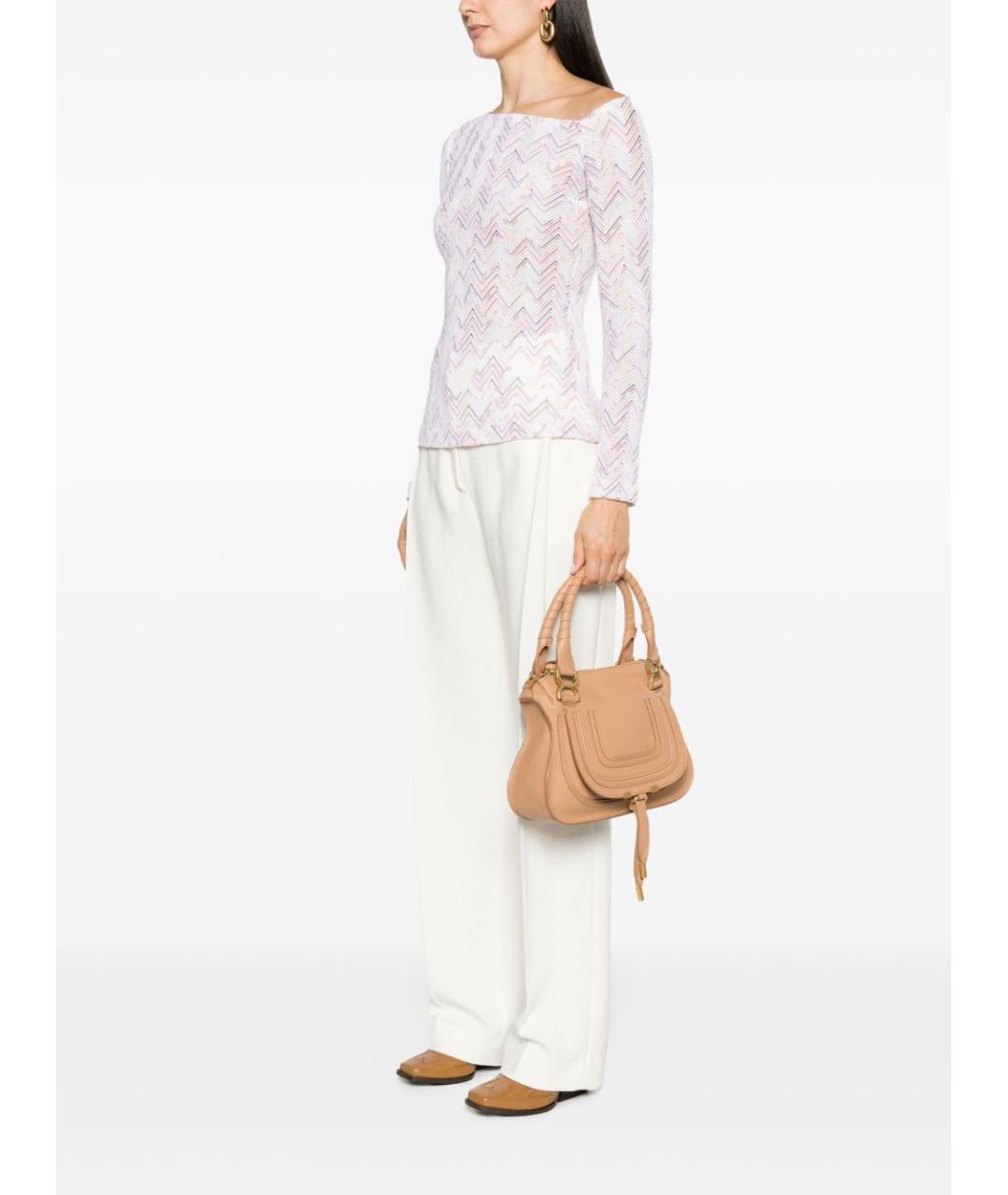CHLOE Бежевая кожаная сумка с короткими ручками, фото 5