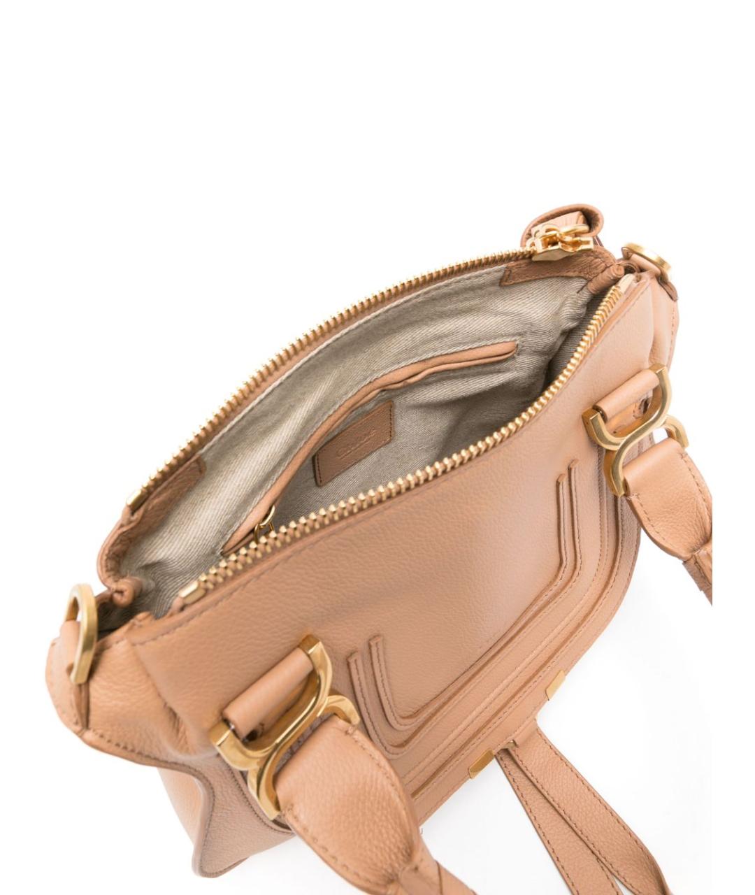 CHLOE Бежевая кожаная сумка с короткими ручками, фото 3