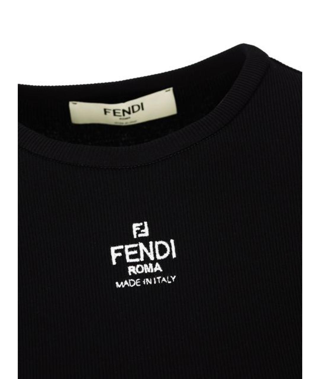 FENDI Черная хлопковая футболка, фото 3