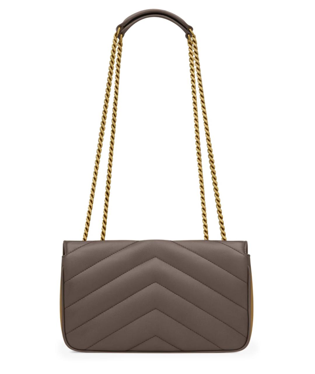 SAINT LAURENT Серая кожаная сумка через плечо, фото 2