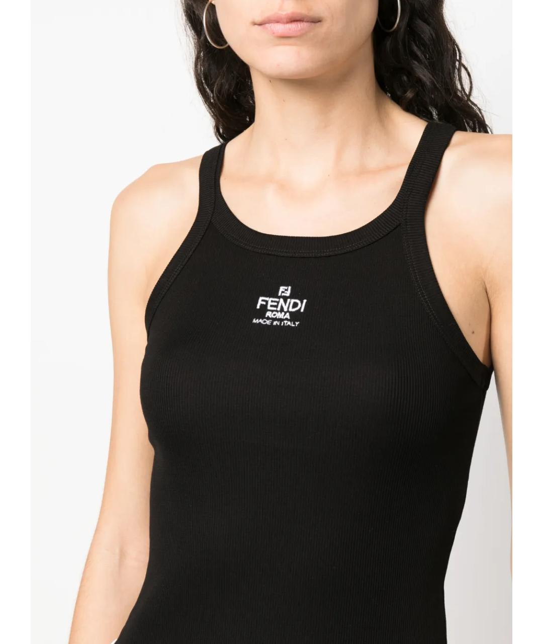FENDI Черная хлопковая майка, фото 3