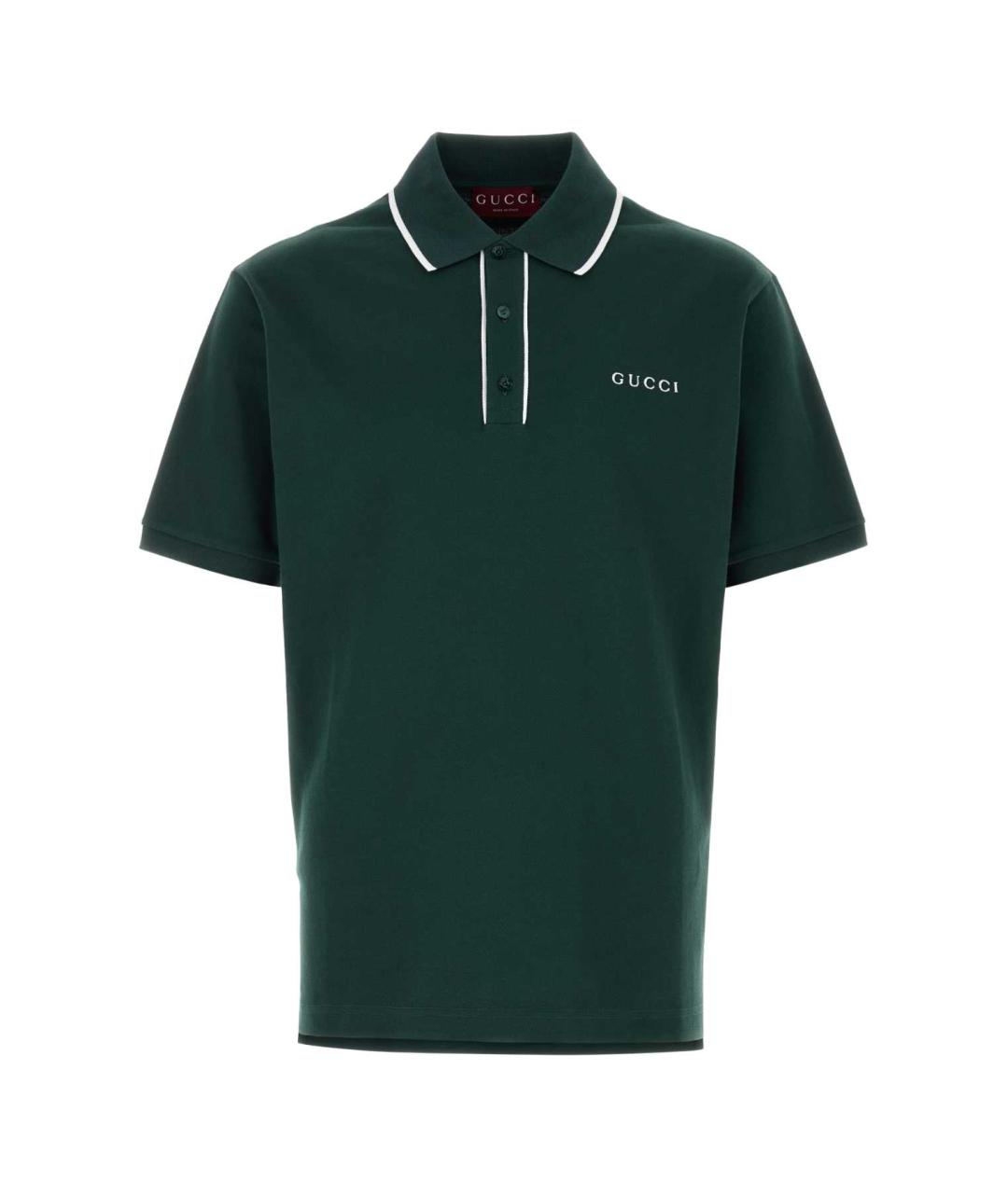 GUCCI Зеленые хлопковое поло с коротким рукавом, фото 1