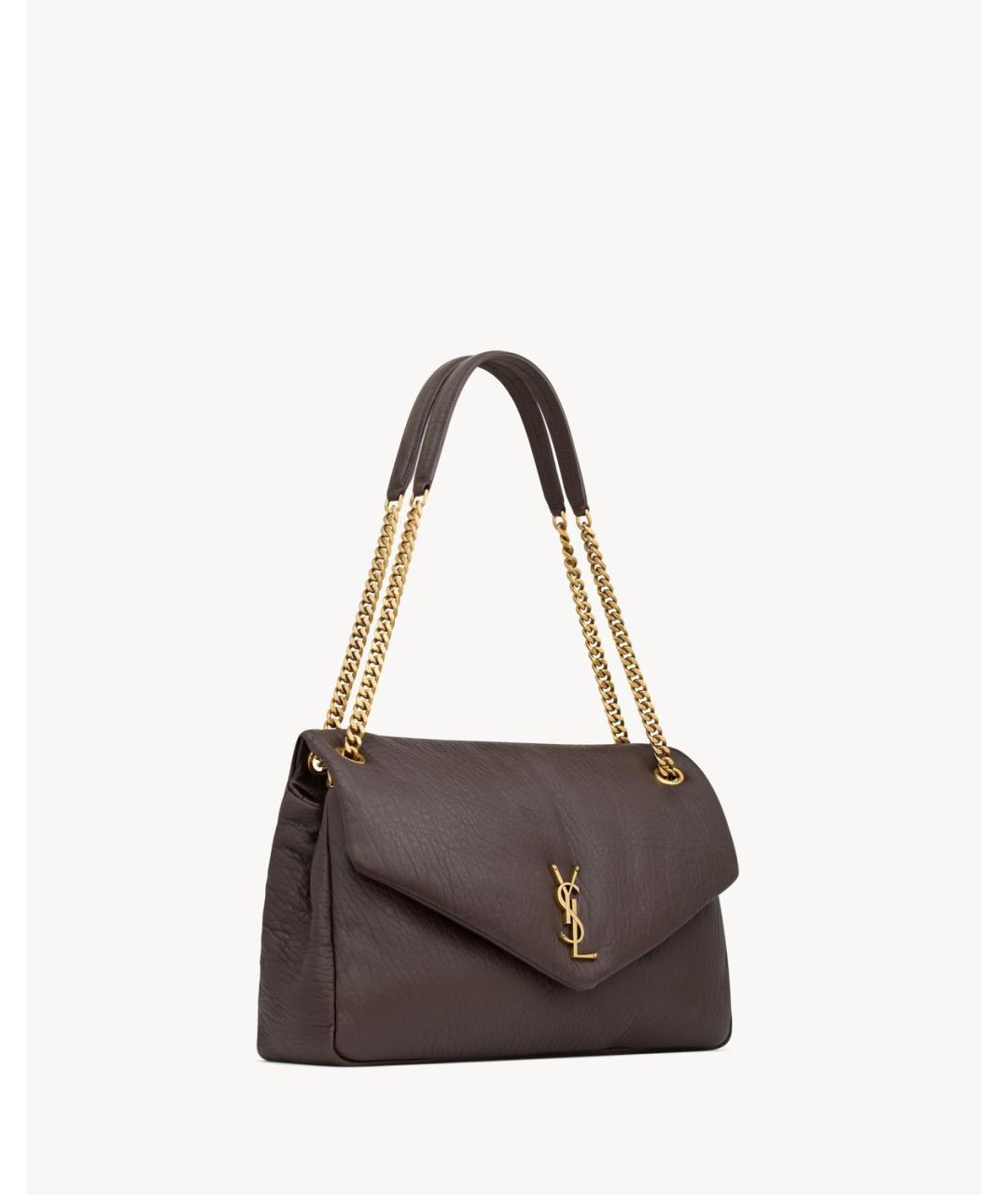 SAINT LAURENT Коричневая кожаная сумка через плечо, фото 5