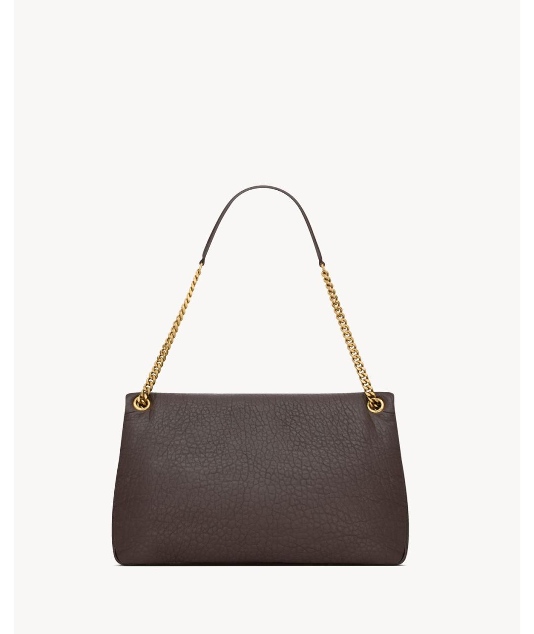 SAINT LAURENT Коричневая кожаная сумка через плечо, фото 2