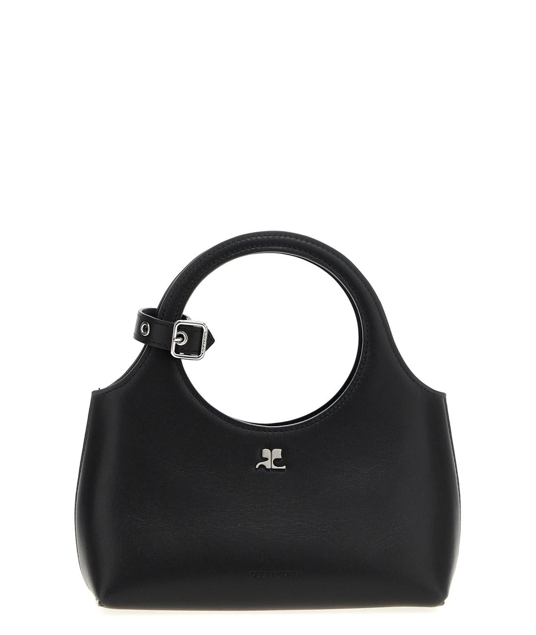 COURREGES Черная кожаная сумка с короткими ручками, фото 1