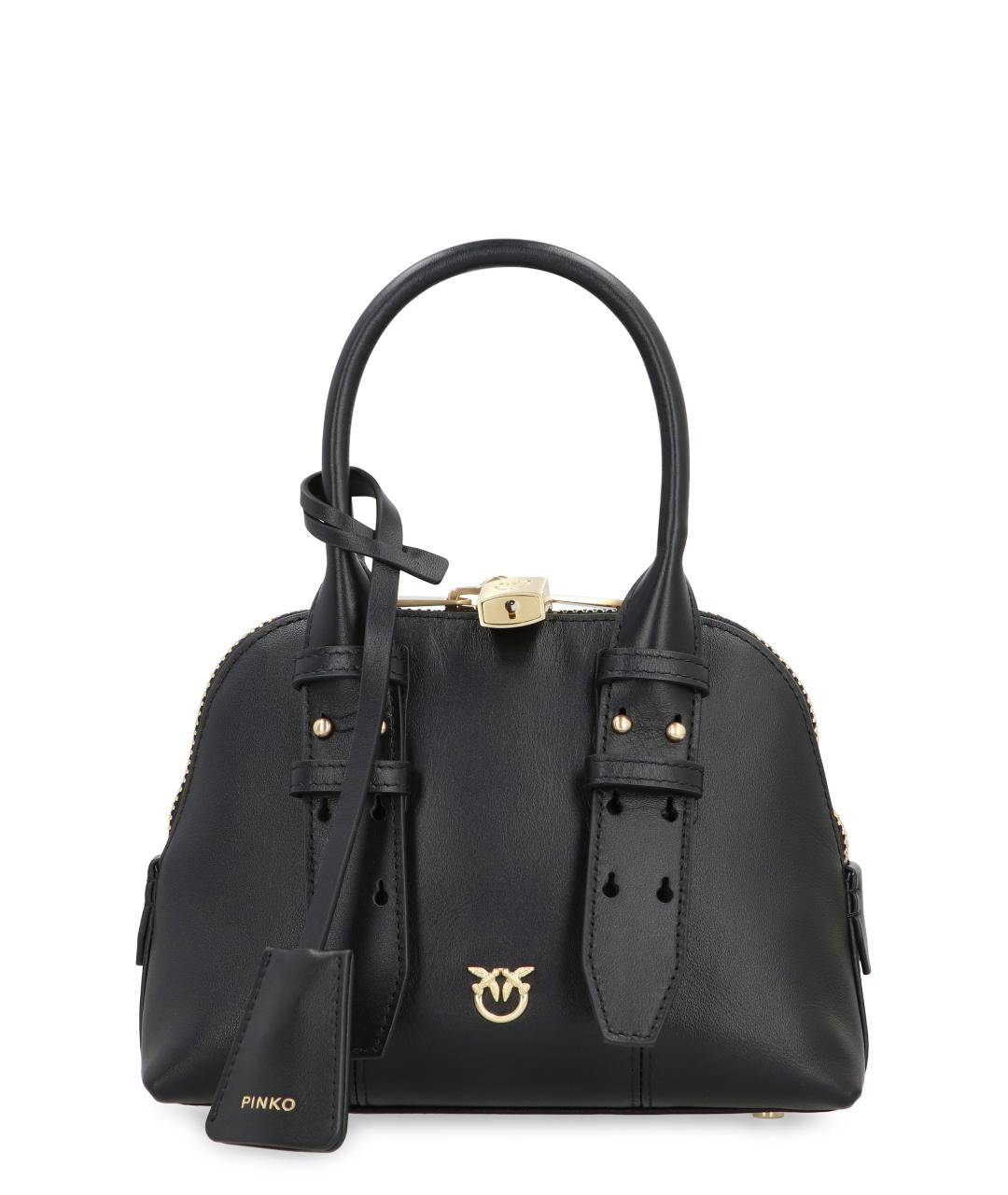 PINKO Черная кожаная сумка тоут, фото 1
