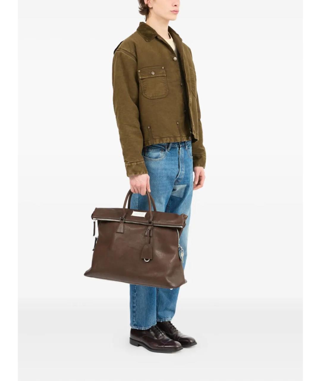 MAISON MARGIELA Коричневая кожаная сумка тоут, фото 4