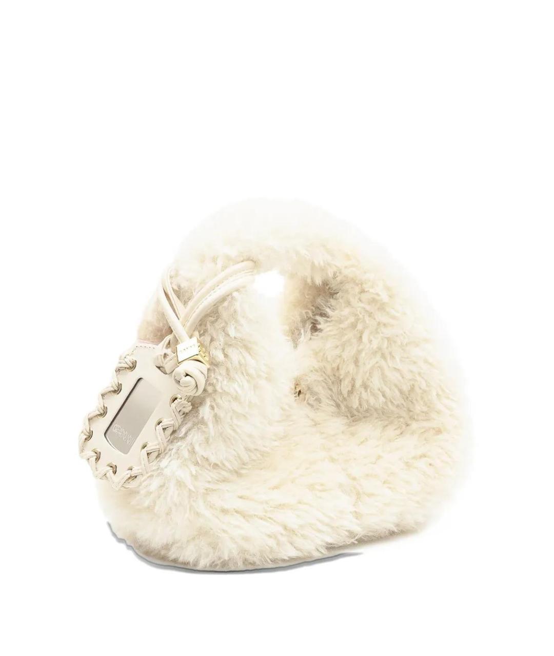 GANNI Белая синтетическая сумка с короткими ручками, фото 4