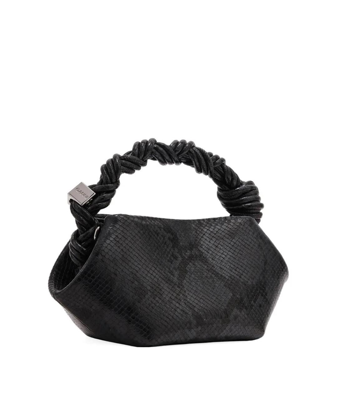 GANNI Черная синтетическая сумка с короткими ручками, фото 3