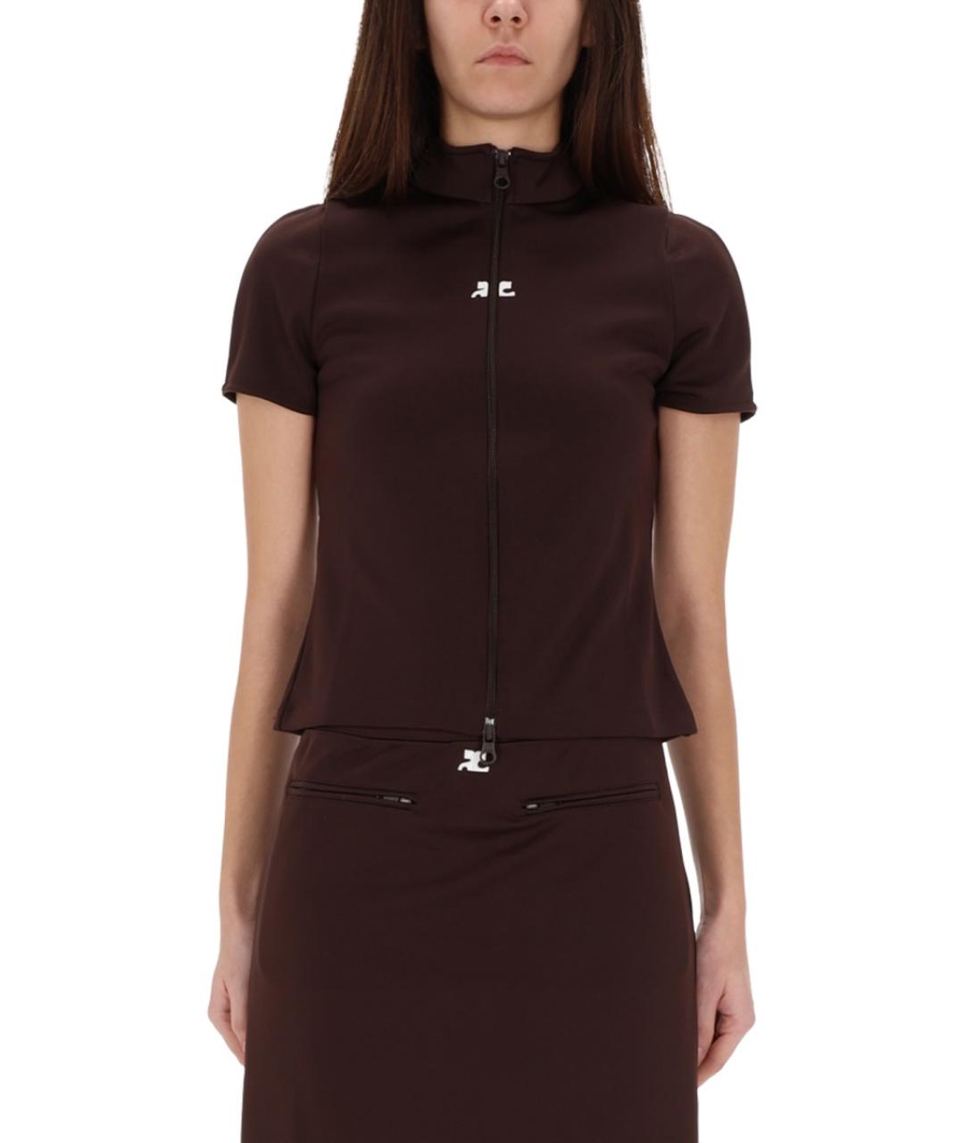 COURREGES Коричневая полиэстеровая футболка, фото 4