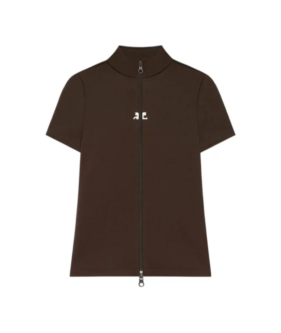COURREGES Коричневая полиэстеровая футболка, фото 1