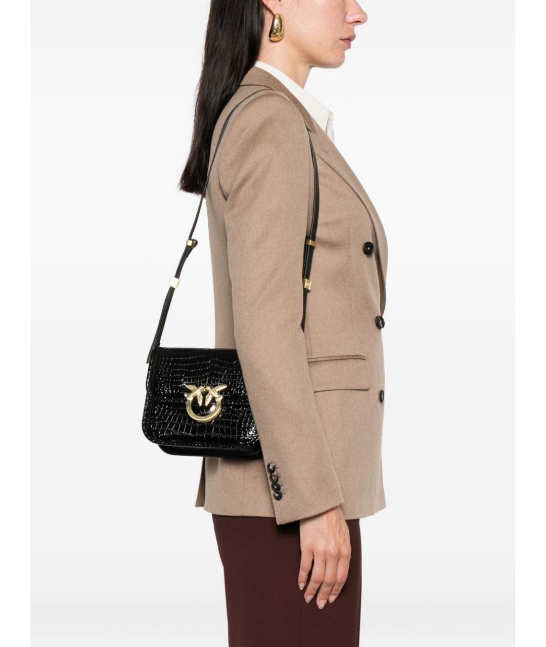 PINKO Черная кожаная сумка через плечо, фото 2