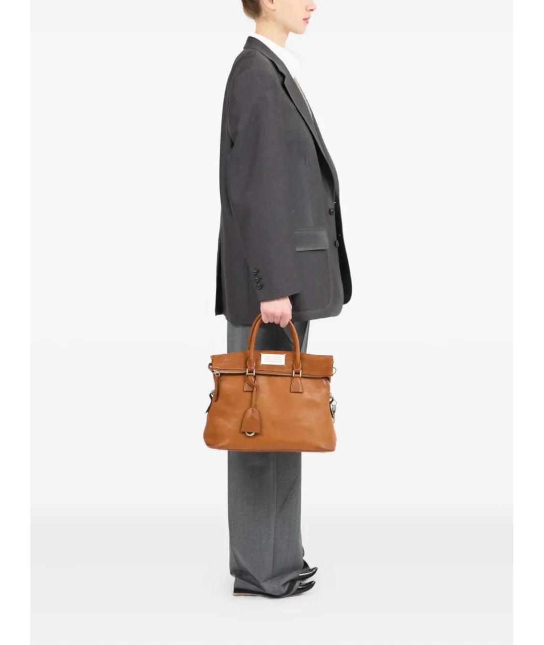 MAISON MARGIELA Коричневая кожаная сумка тоут, фото 3