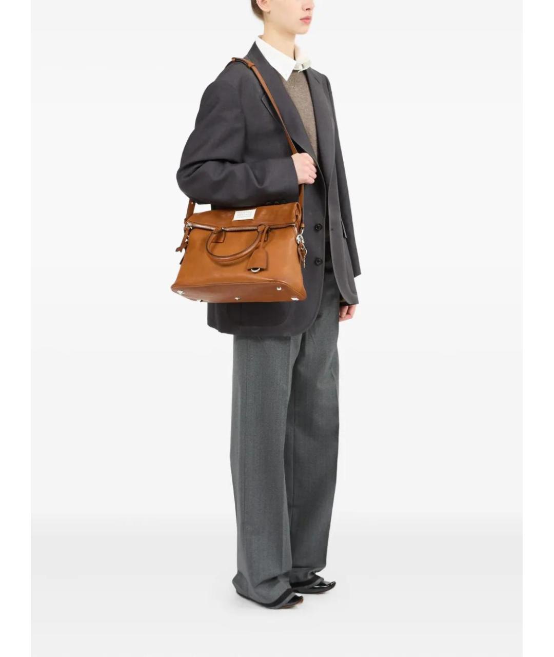 MAISON MARGIELA Коричневая кожаная сумка тоут, фото 2