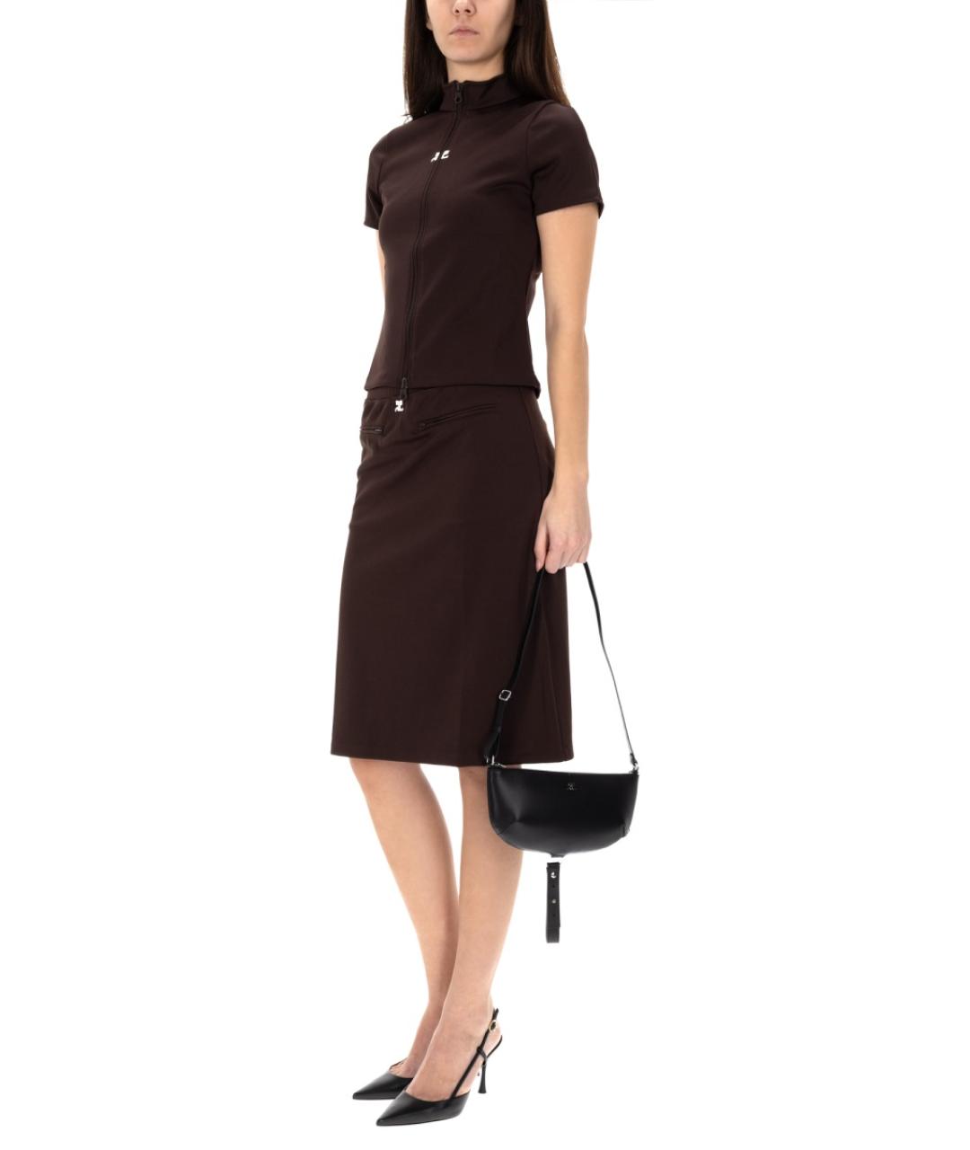 COURREGES Коричневая полиэстеровая юбка миди, фото 2