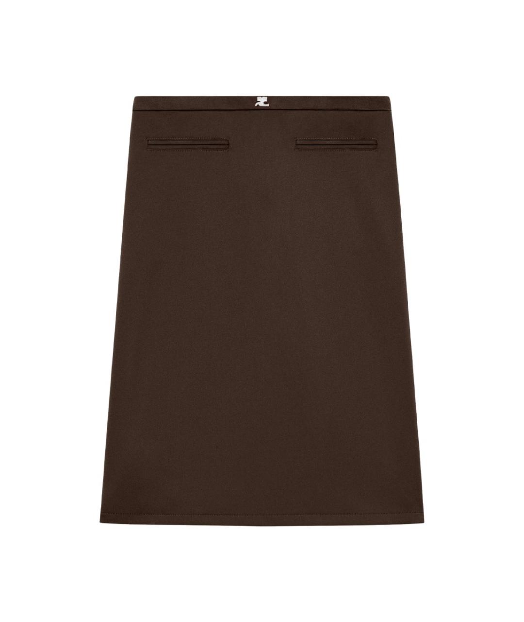 COURREGES Коричневая полиэстеровая юбка миди, фото 1