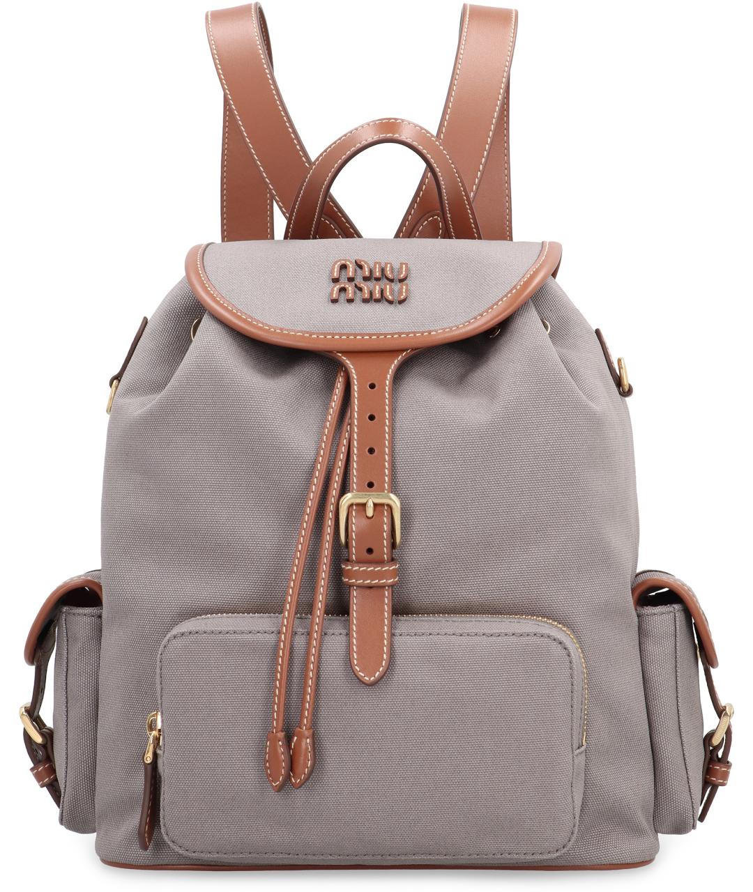 MIU MIU Серый хлопковый рюкзак, фото 2