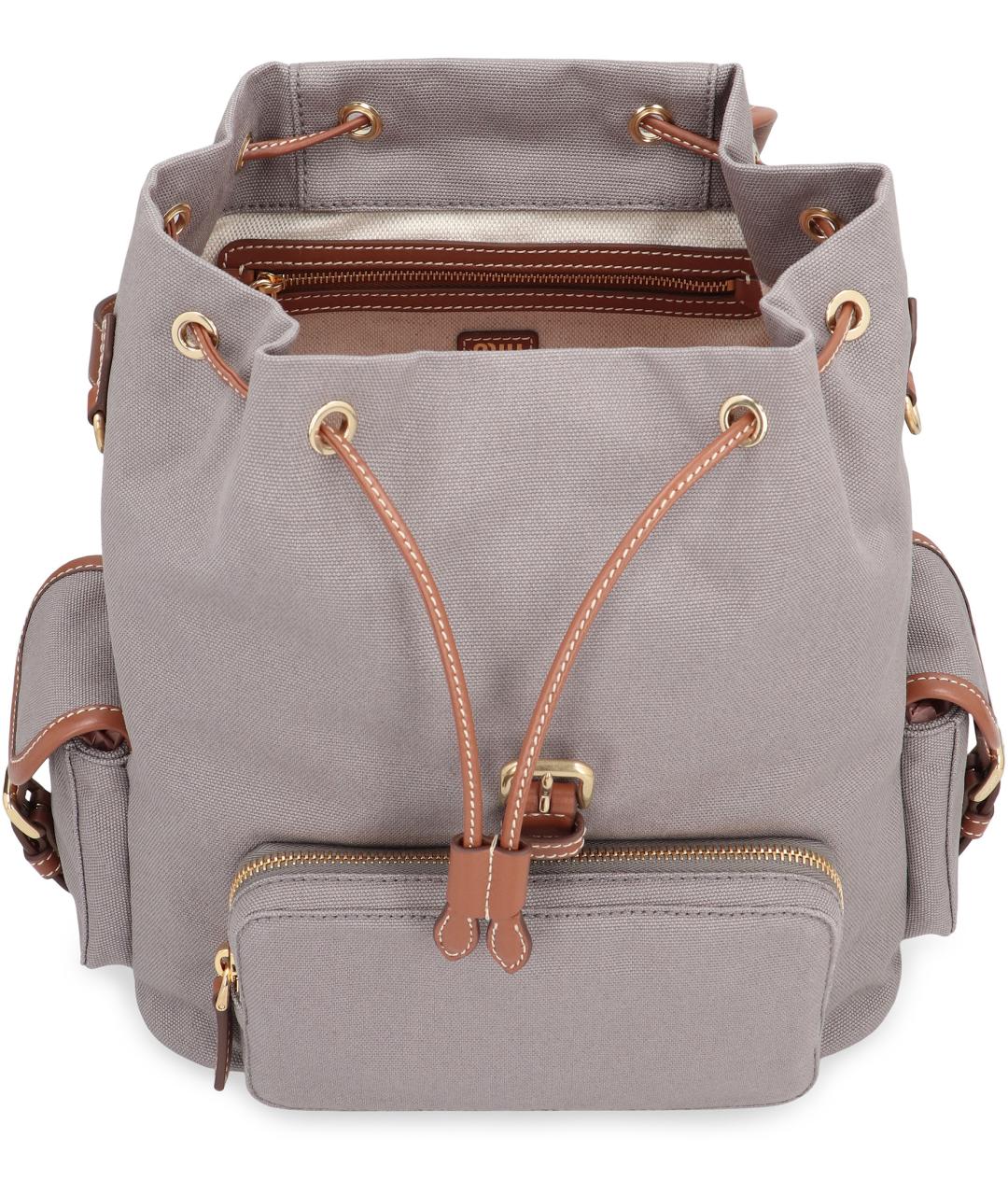 MIU MIU Серый хлопковый рюкзак, фото 5