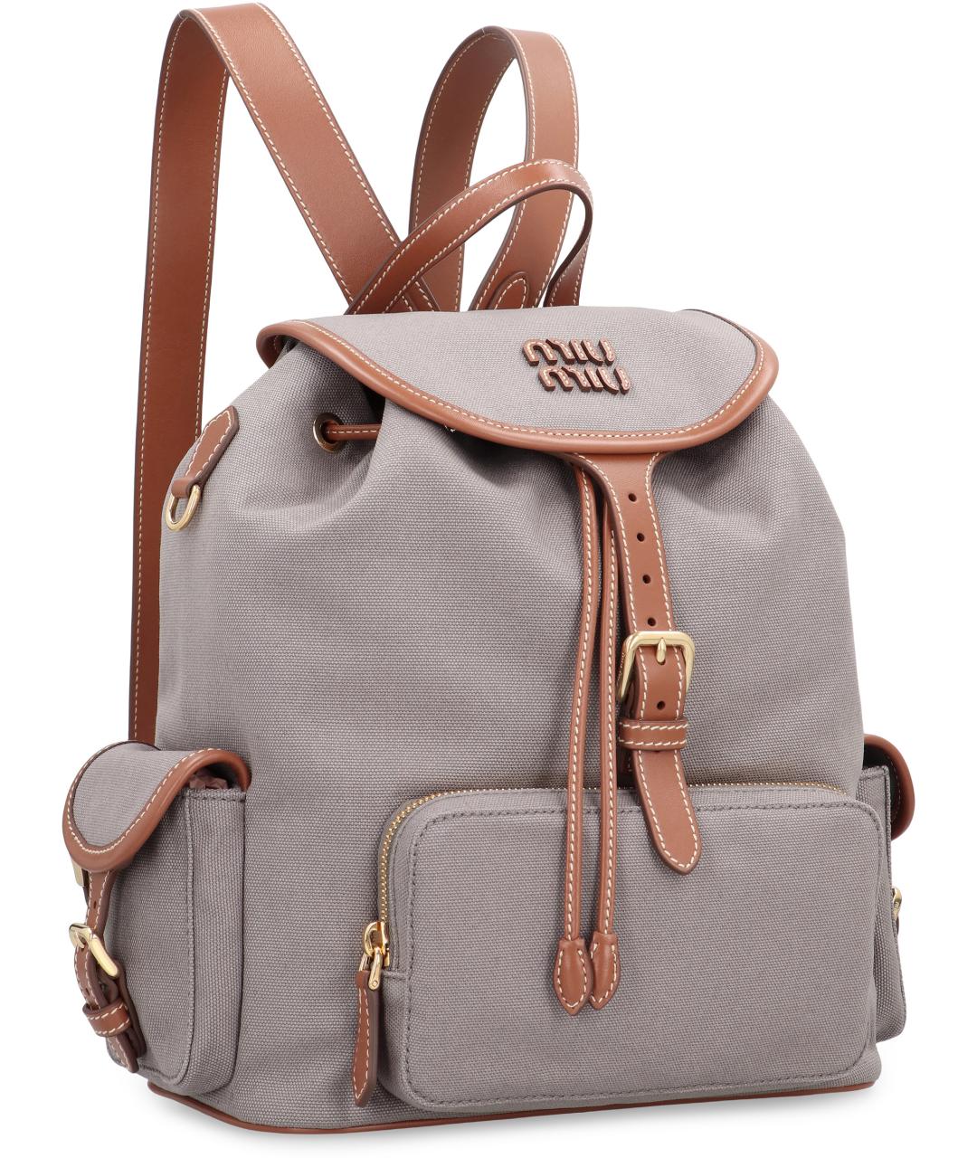 MIU MIU Серый хлопковый рюкзак, фото 3