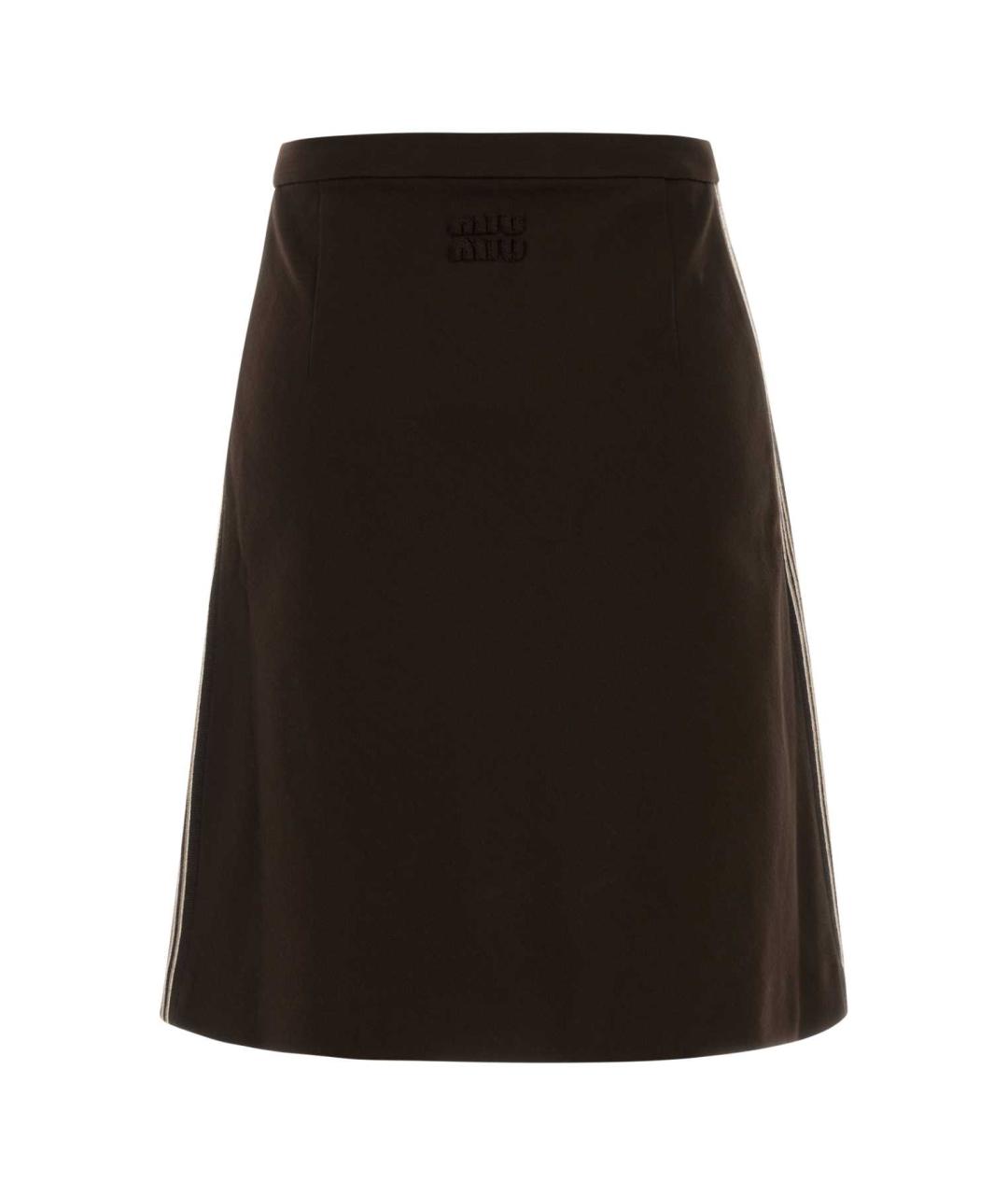 MIU MIU Коричневая вискозная юбка миди, фото 2