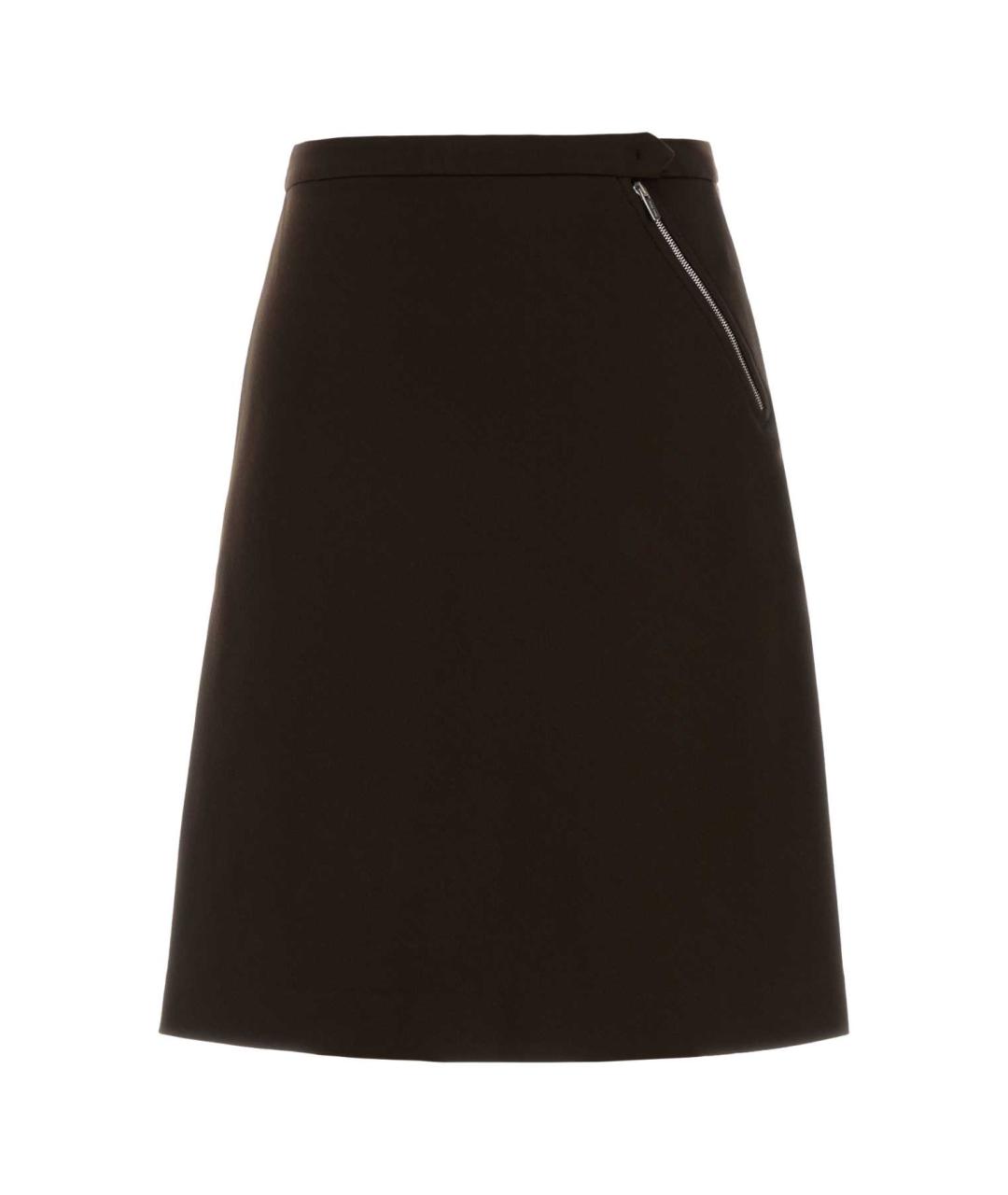 MIU MIU Коричневая вискозная юбка миди, фото 1