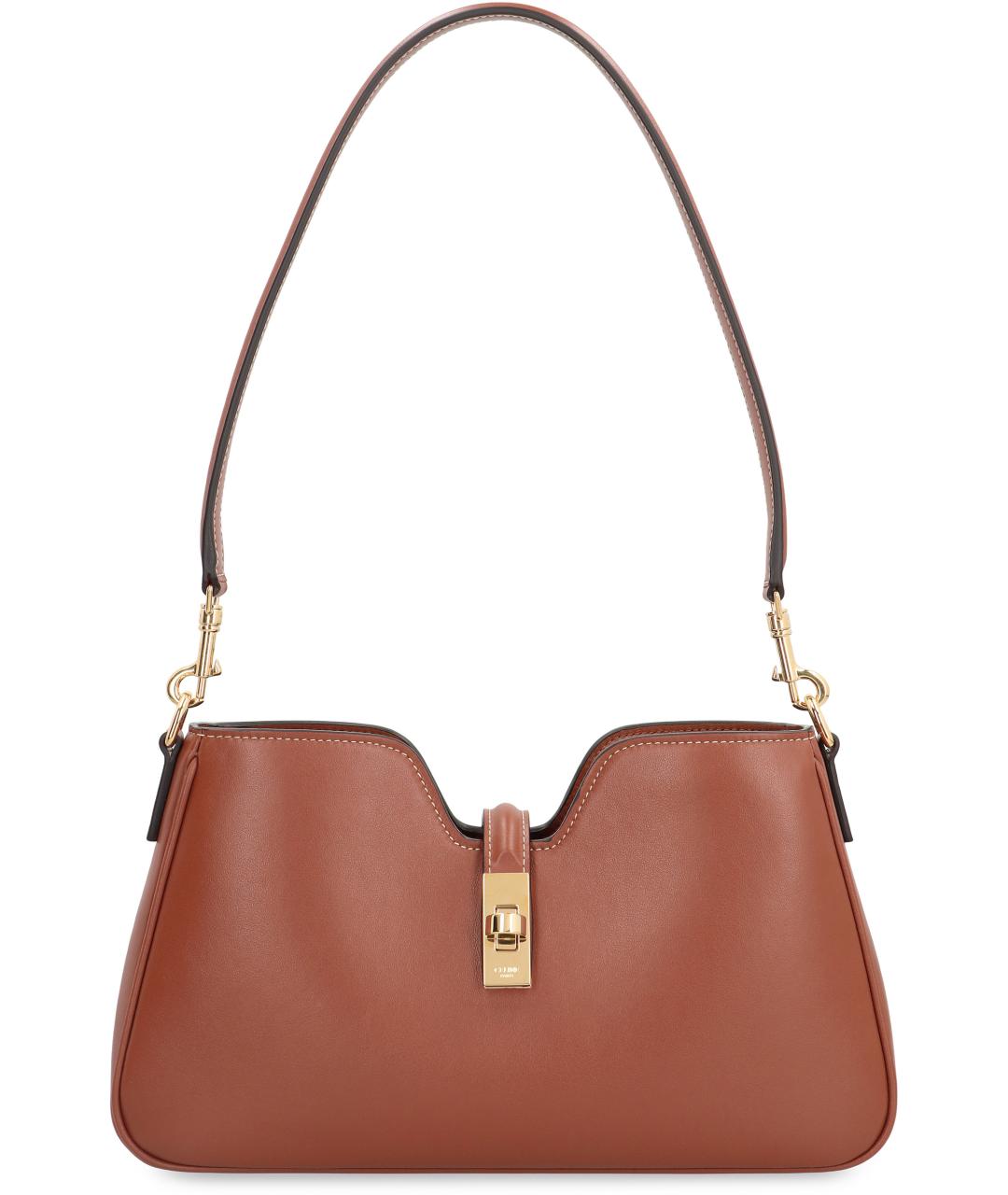 CELINE Коричневая кожаная сумка через плечо, фото 5