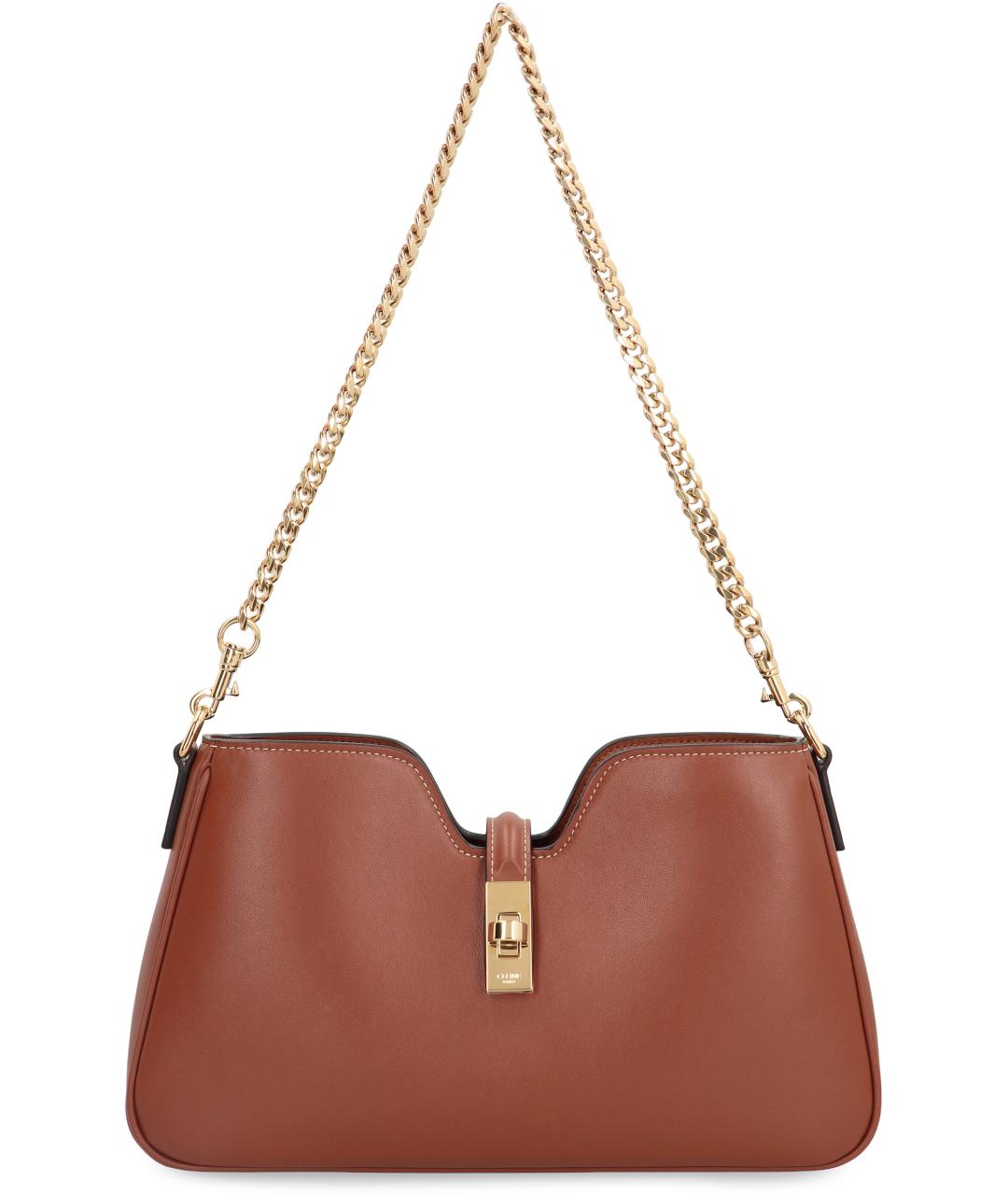 CELINE Коричневая кожаная сумка через плечо, фото 2