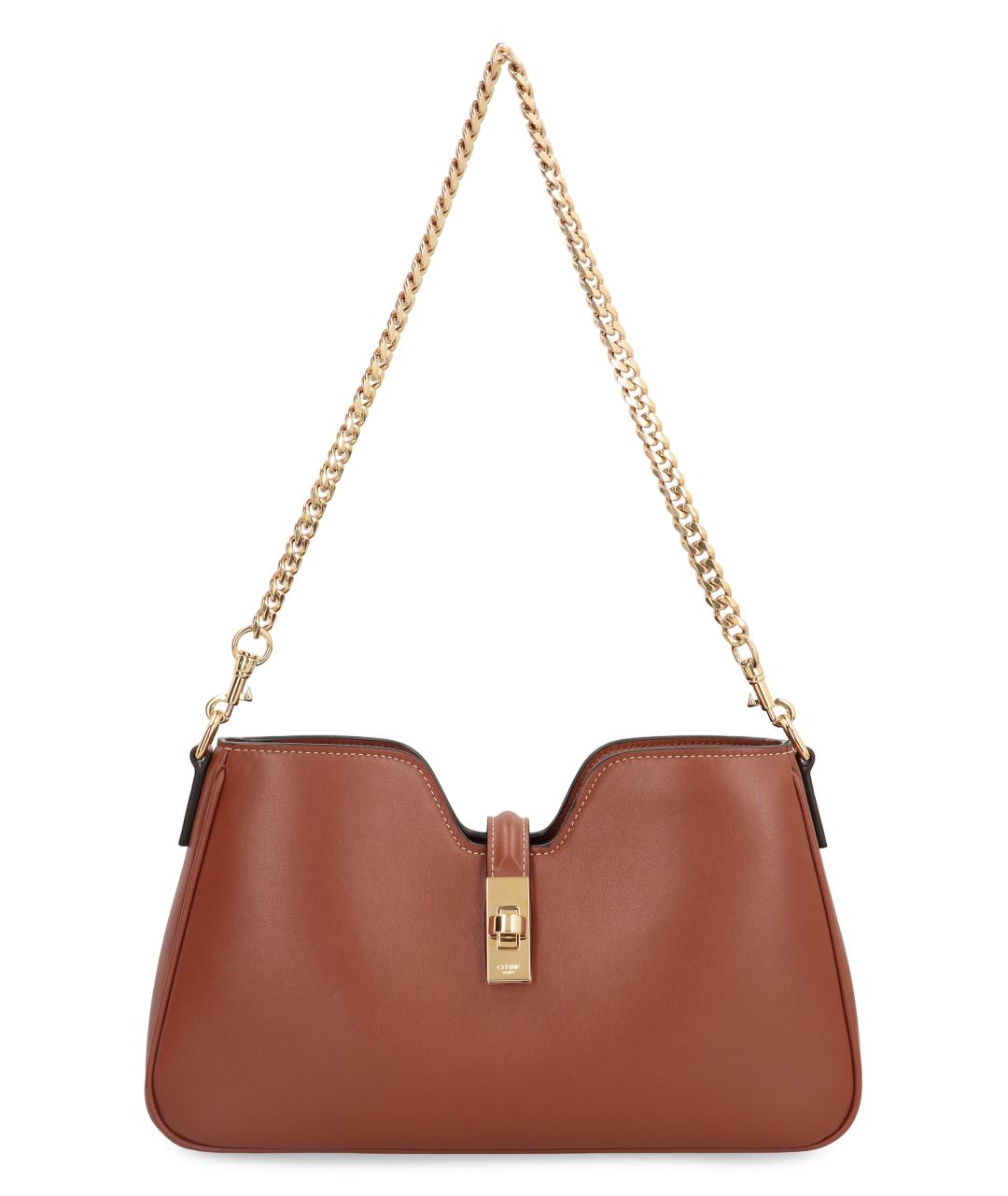 CELINE Коричневая кожаная сумка через плечо, фото 1