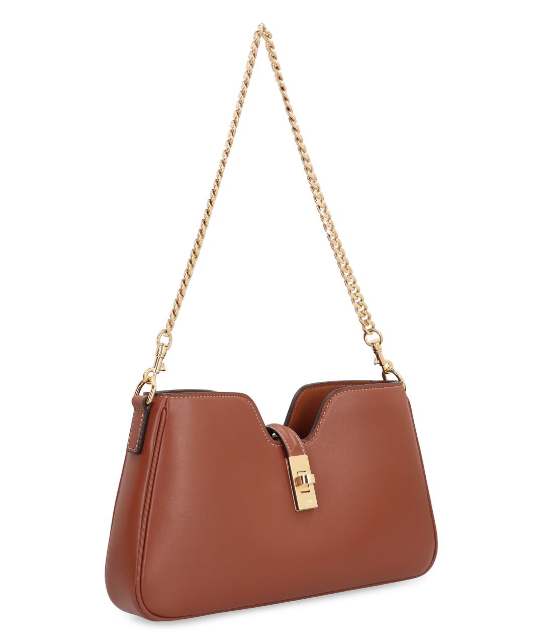 CELINE Коричневая кожаная сумка через плечо, фото 3