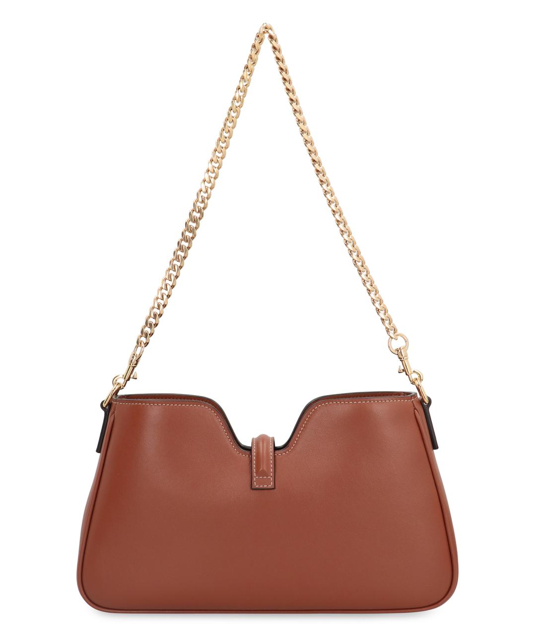 CELINE Коричневая кожаная сумка через плечо, фото 4