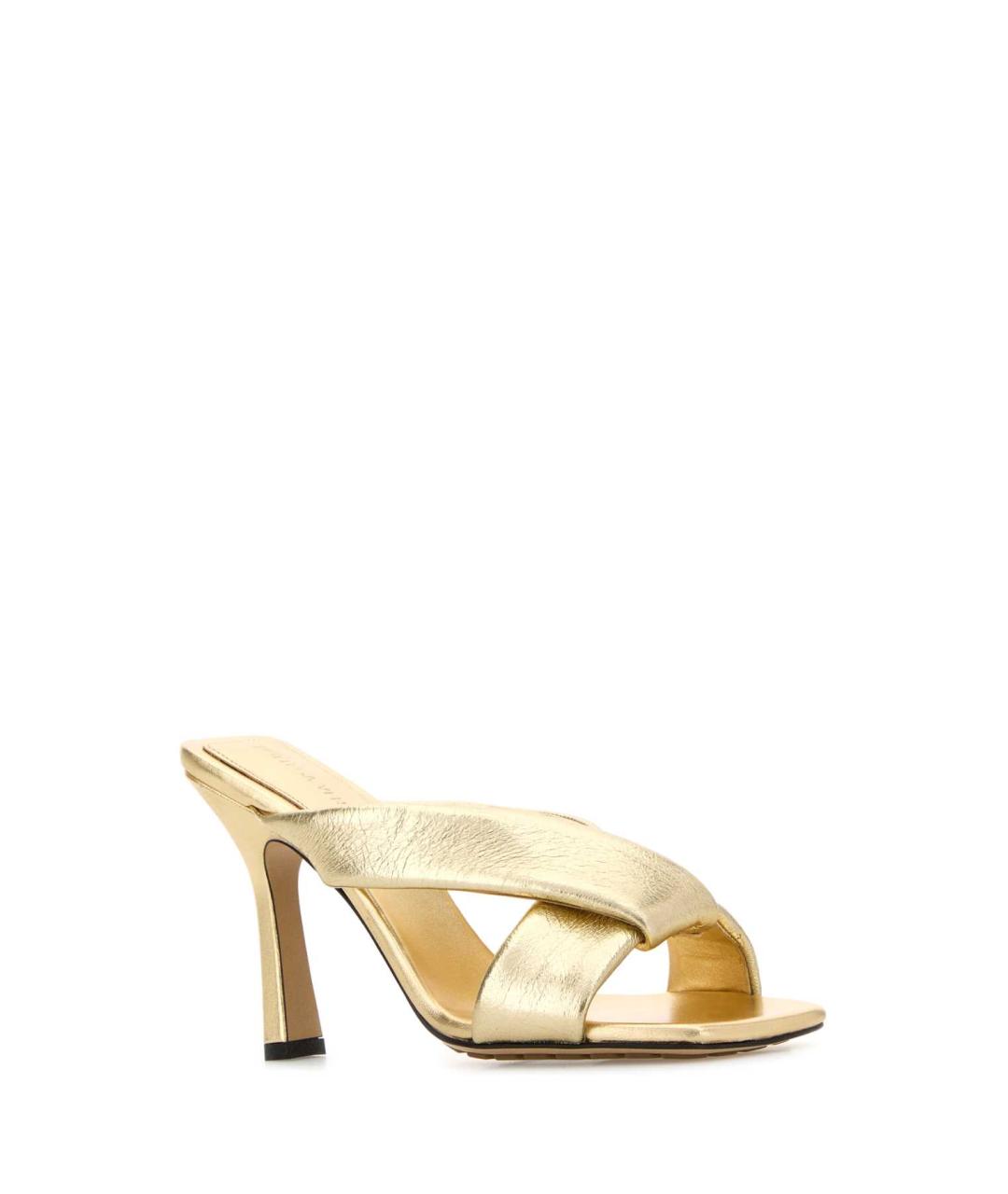 BOTTEGA VENETA Золотые кожаные мюли, фото 2