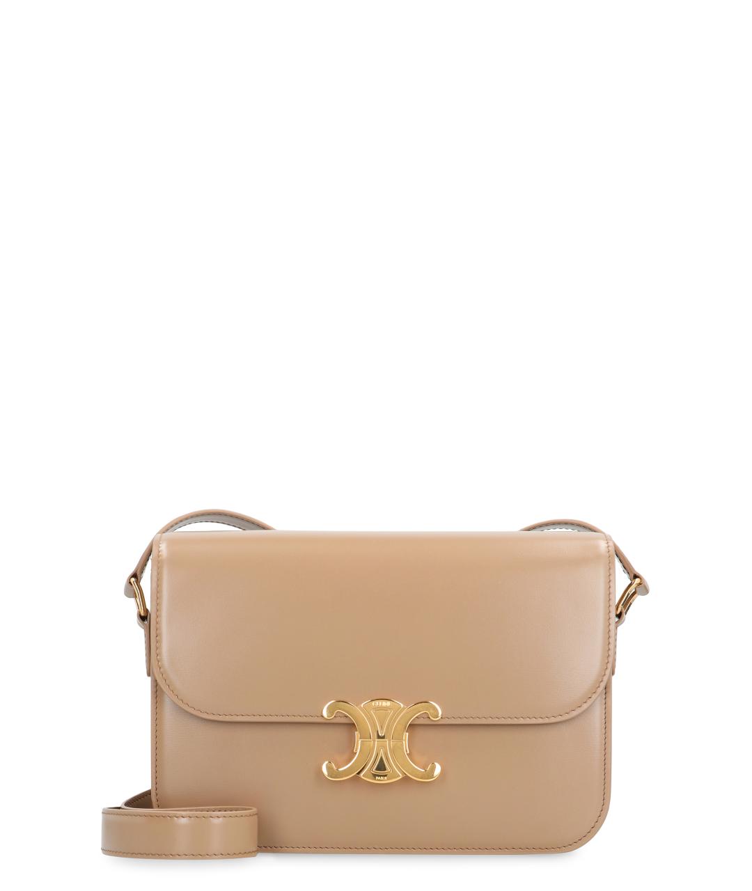 CELINE Бежевая кожаная сумка через плечо, фото 1
